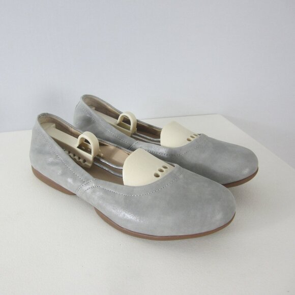 New Abeo Womens 7 M Grey Leather Slip On Ballet Flats Orthotic Footbed Support - Picture 1 of 12